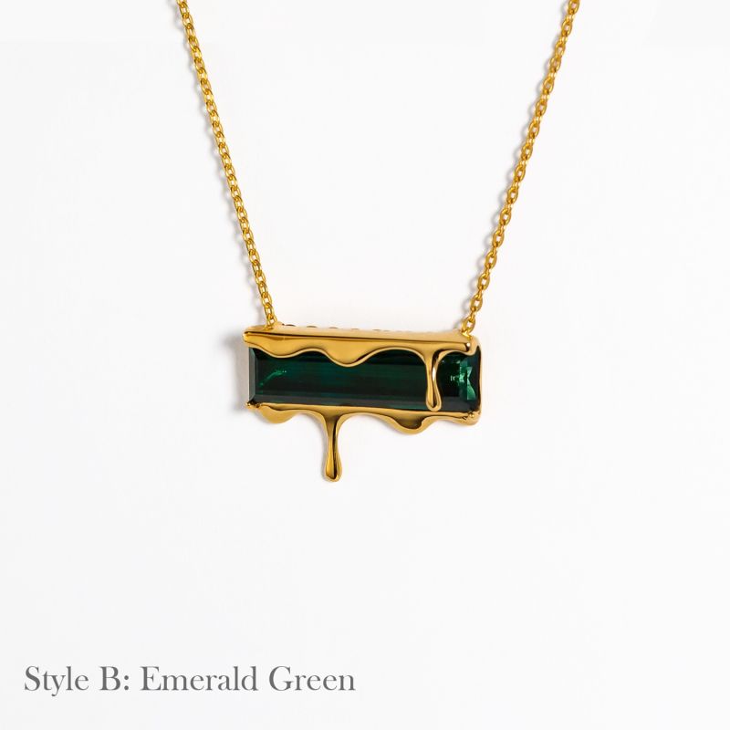 Dripping Gemstone Gold Vermeil Pendant Necklace image