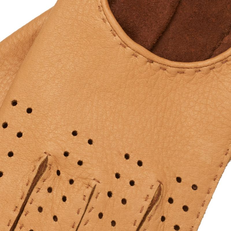 Monza - Men's Hand Sewn Deerskin Driving Gloves In Natural image