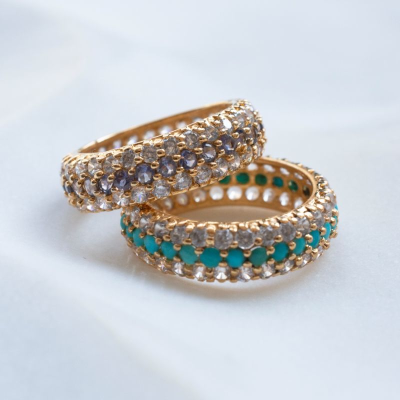 14k Blue, Gold Plated Dome Ring - Turquoise image