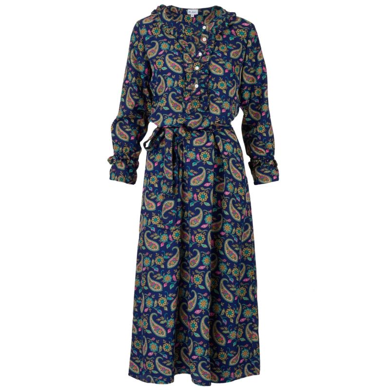 Meg Midi Dress In Navy Paisley image