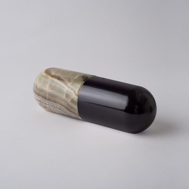 Pill Sculpture - Black Marble & Green Onyx image