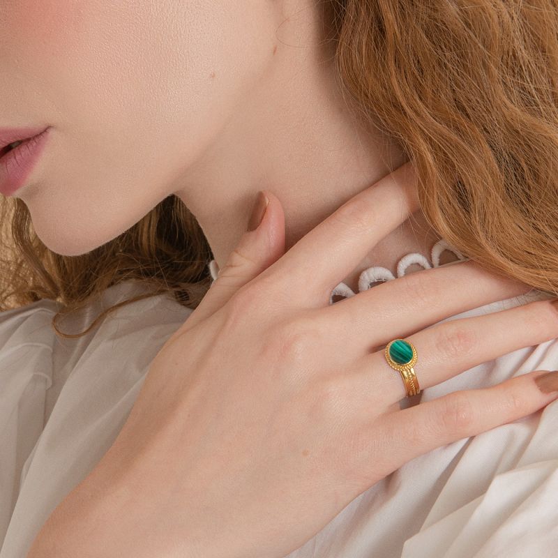 Fascetta Gold-Plated Malachite Ring image