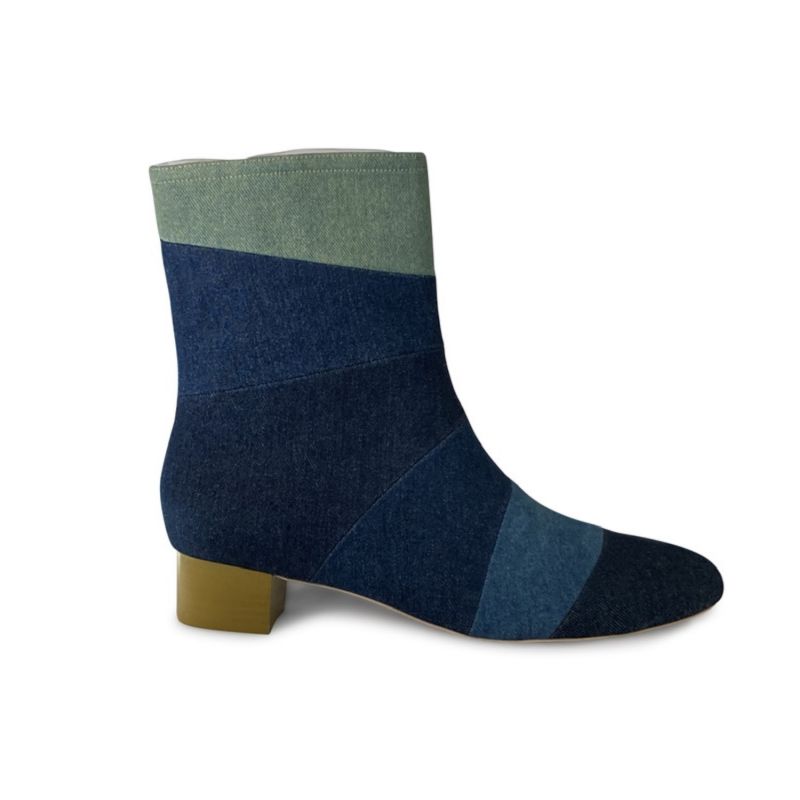 Denim Colorblock Demi Boot - Block Heel image