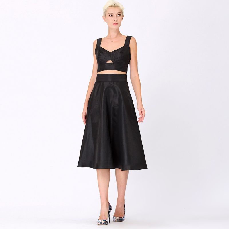 Flared Taffeta Skirt - Black image