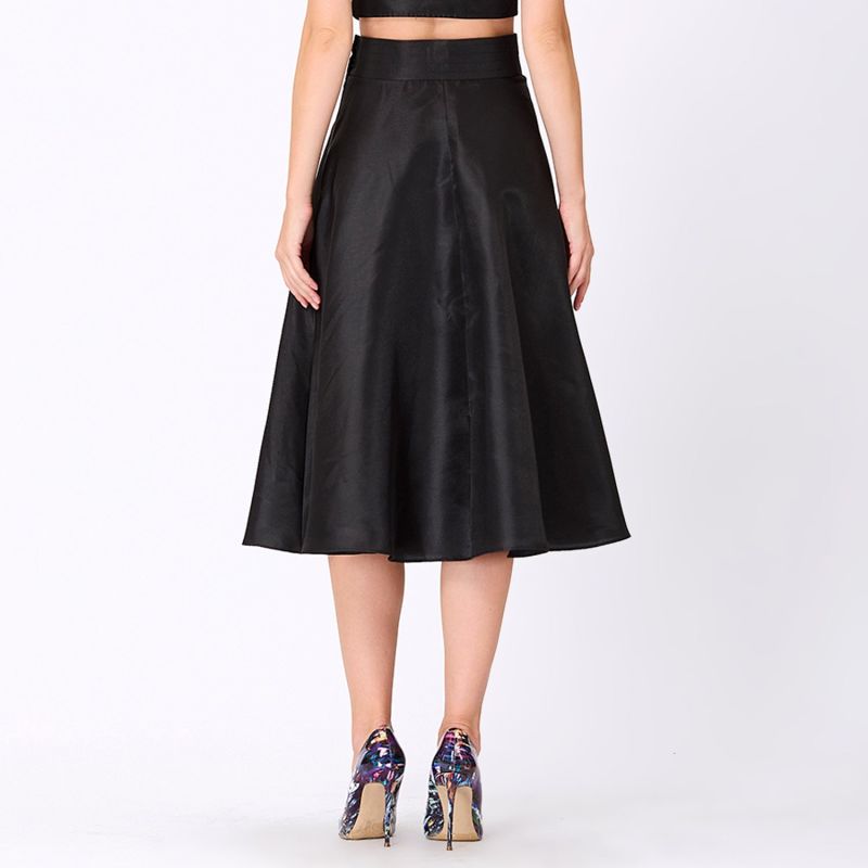 Flared Taffeta Skirt - Black image