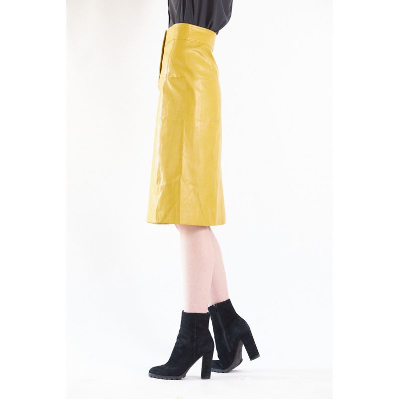 Power Woman Mustard Leather Skirt image