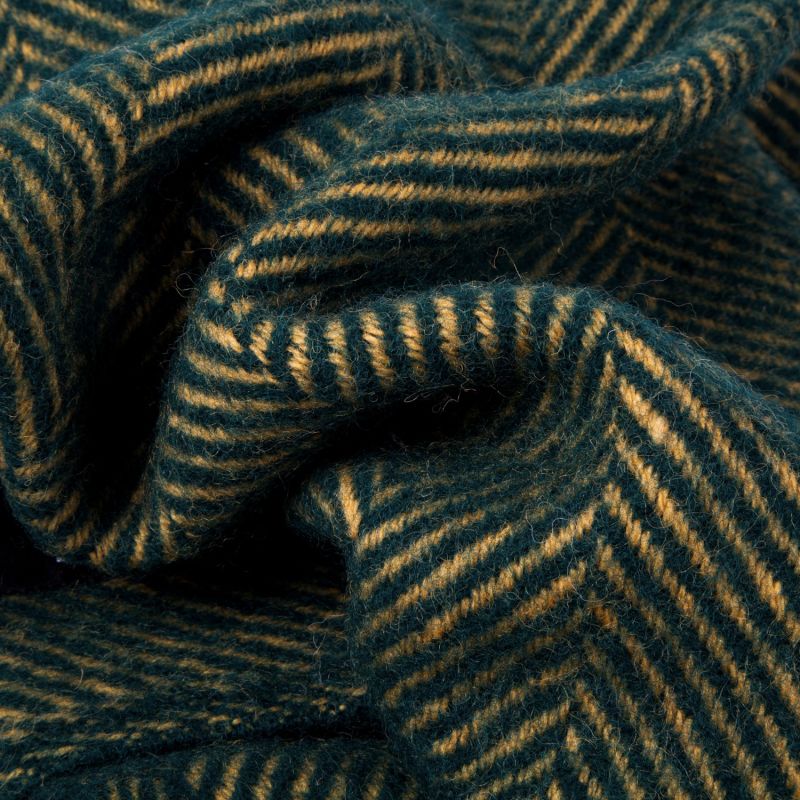 Evening Tales Pure New Wool Blanket - Racing Green & Toffee image