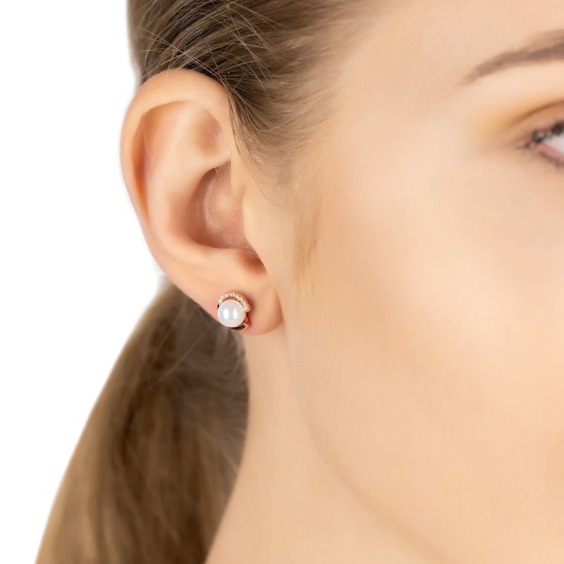 Pearl Halo Stud Earrings Rosegold image