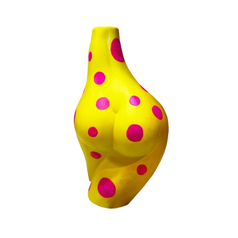 Yellow And Pink Polka Dot Booty Vase image