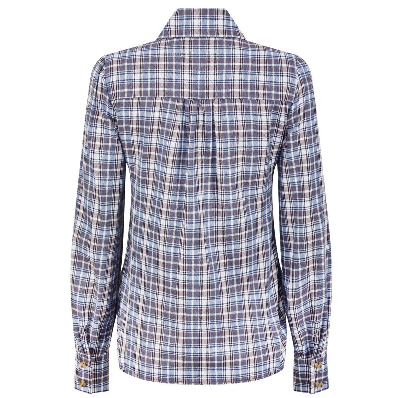 The Round Collar Shirt In Blue Check image