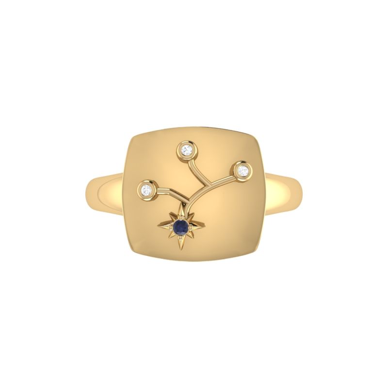 Virgo Maiden Constellation Signet Ring In 14 Kt Yellow Gold Vermeil image