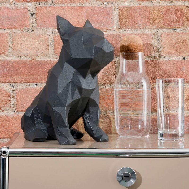 French Bulldog Geometric Sculpture Frank In Diamond Black image