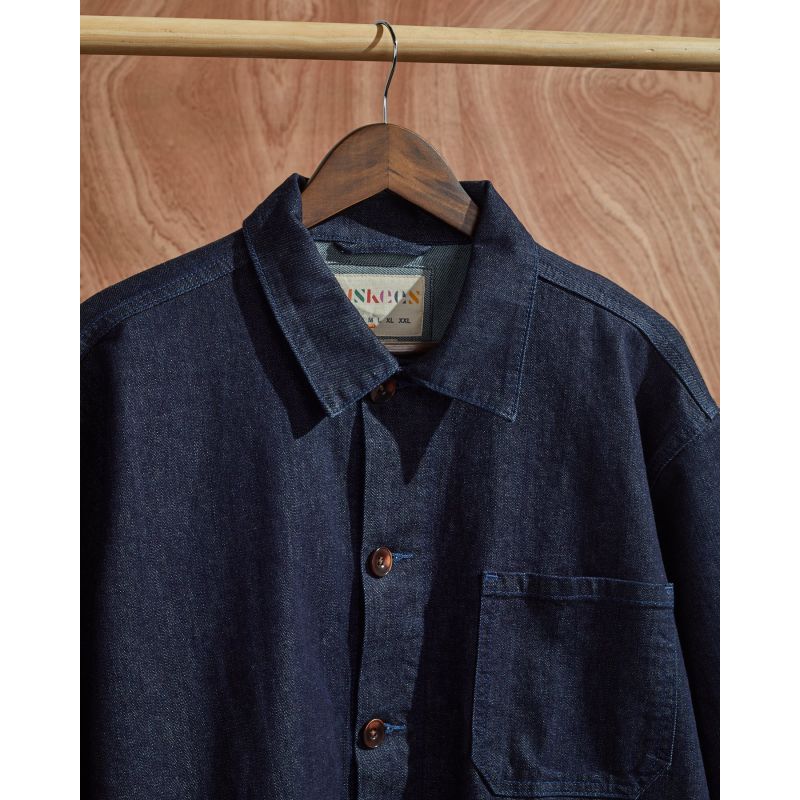 The 3001 Buttoned Overshirt - Indigo with Stretch image