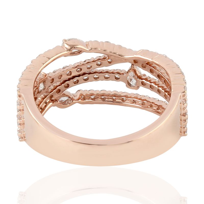 18Kt Rose Gold Pave Diamond Ring Handmade Jewelry image