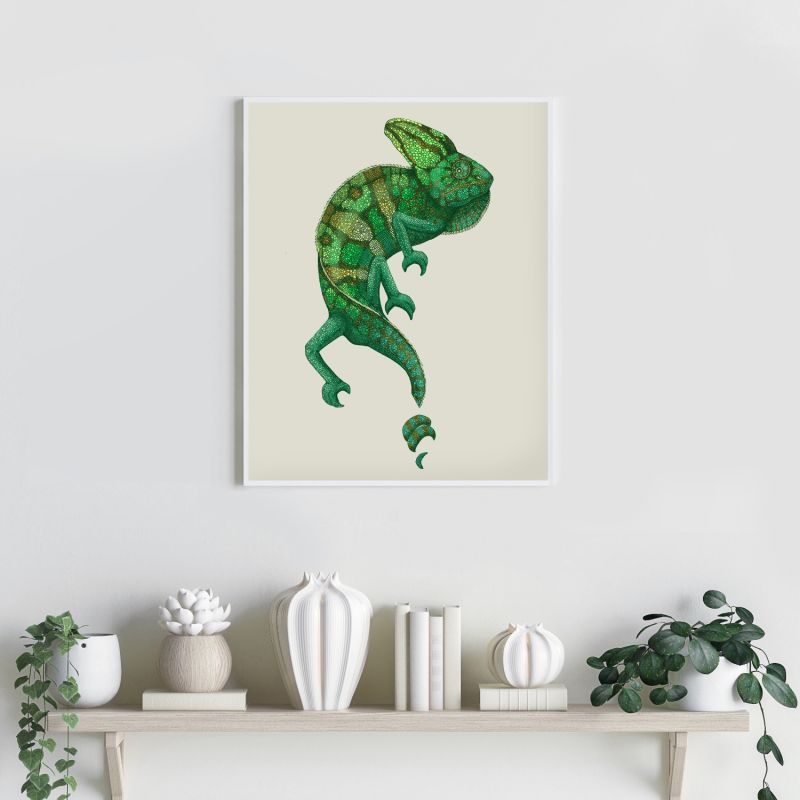 Antique Chameleon Fine Art Print - A5 image