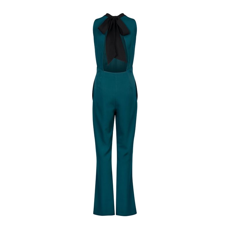 Andi Jumpsuit With Open Back And Flared Trouser In Teal image