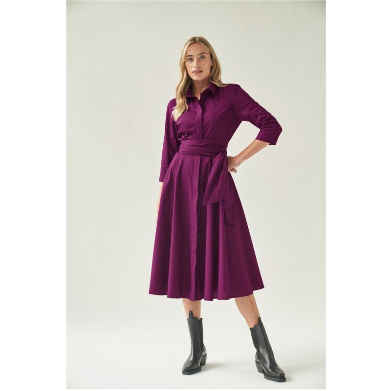 Shirtdress With Tie Belt Eggplant image