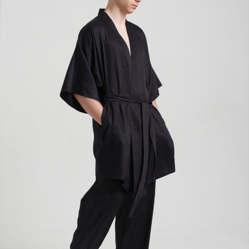 Vegan Silk Bamboo Kimono Black image