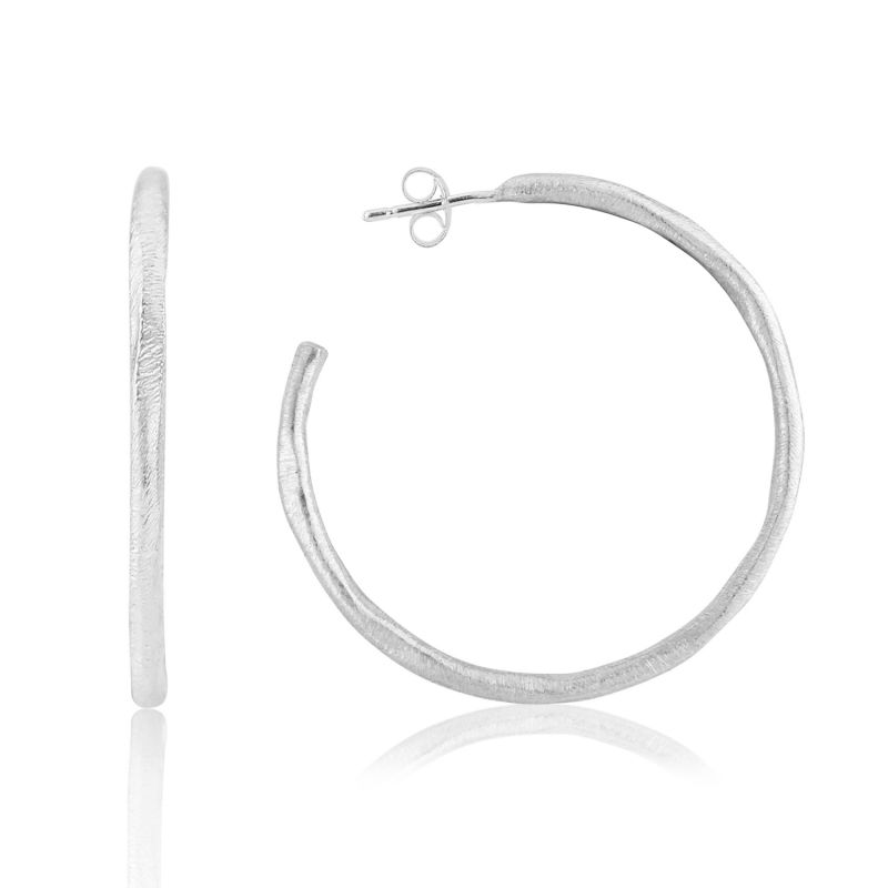 Olivera Brushed Large Sterling Silver Hoop Earrings image