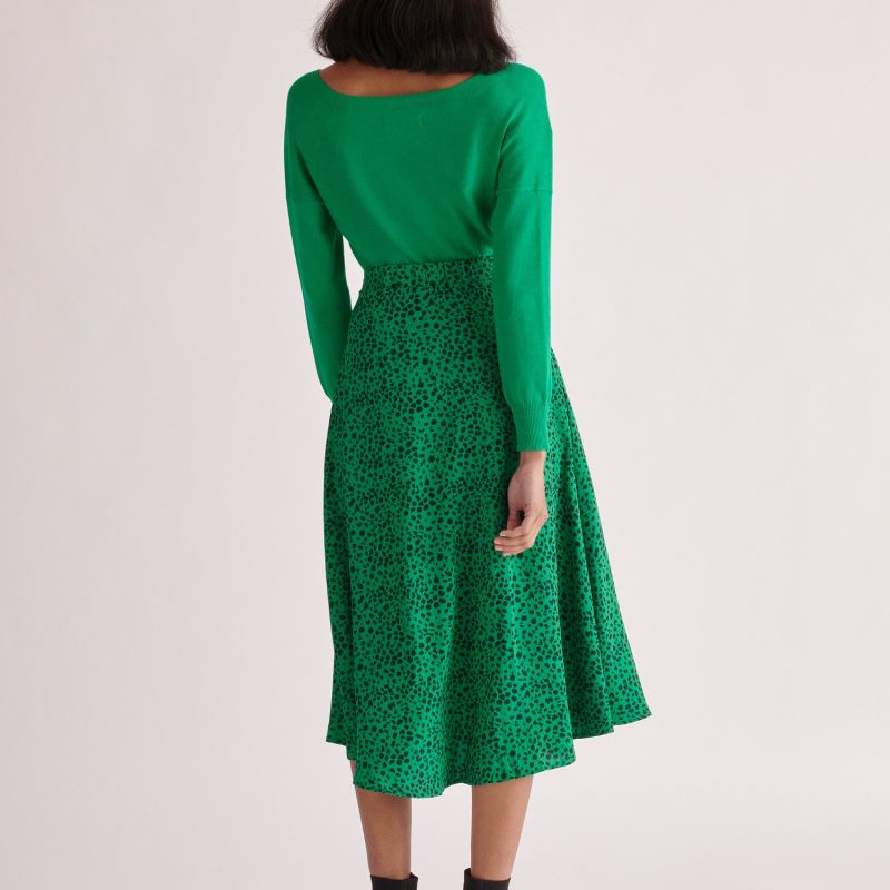Knitted Wrap Top With Long Sleeves In Emerald Green image