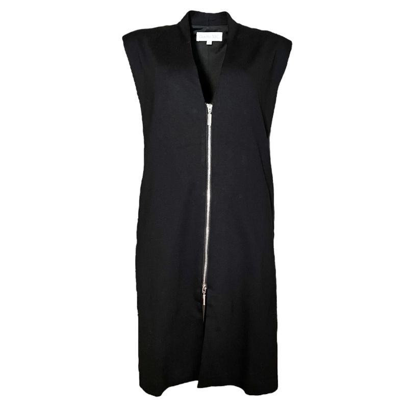 Luxury Ponte Knit Sleeveless Long Cardigan in Black - The Thames image