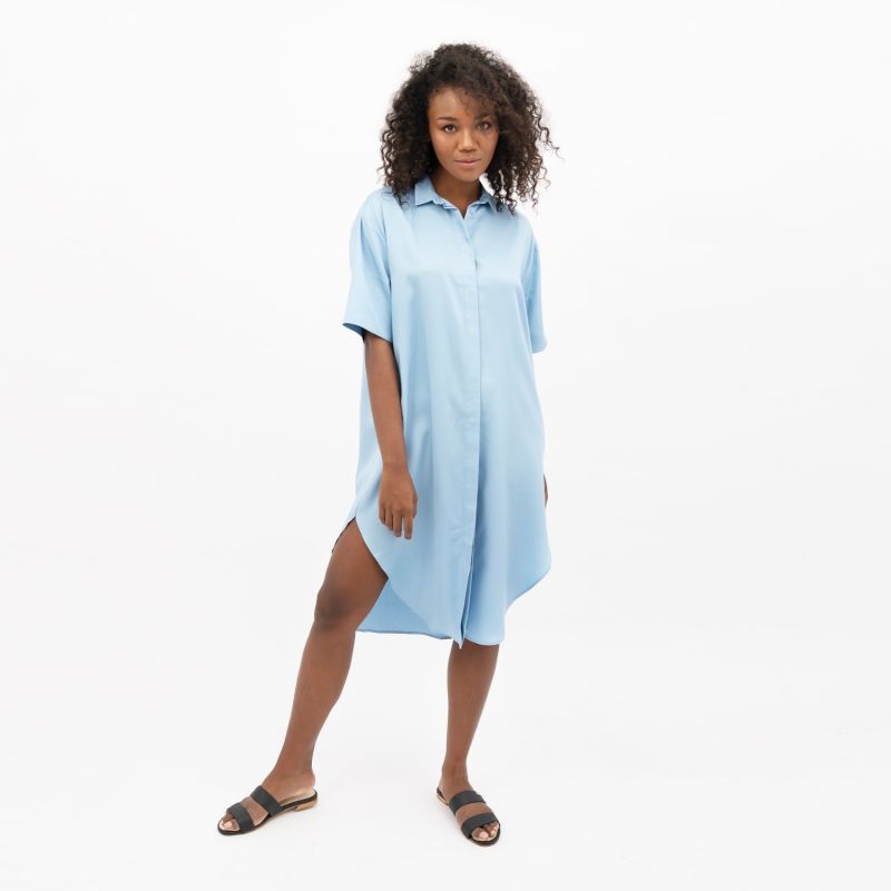 Seville Tencel Oversized Midi Dress In Sommerhus Blue image