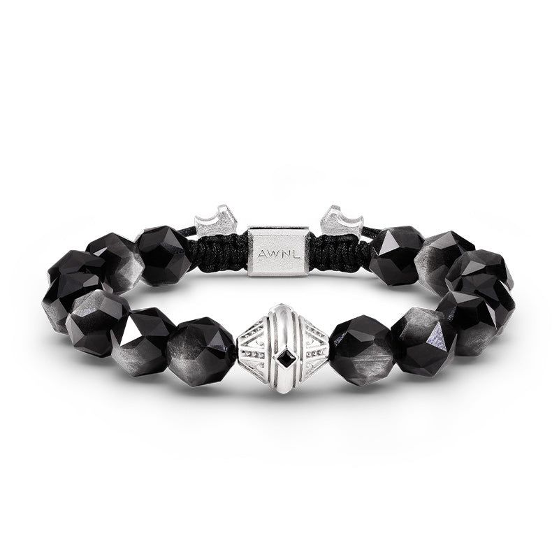 Silver Obsidian Beacon Beaded Bracelet image