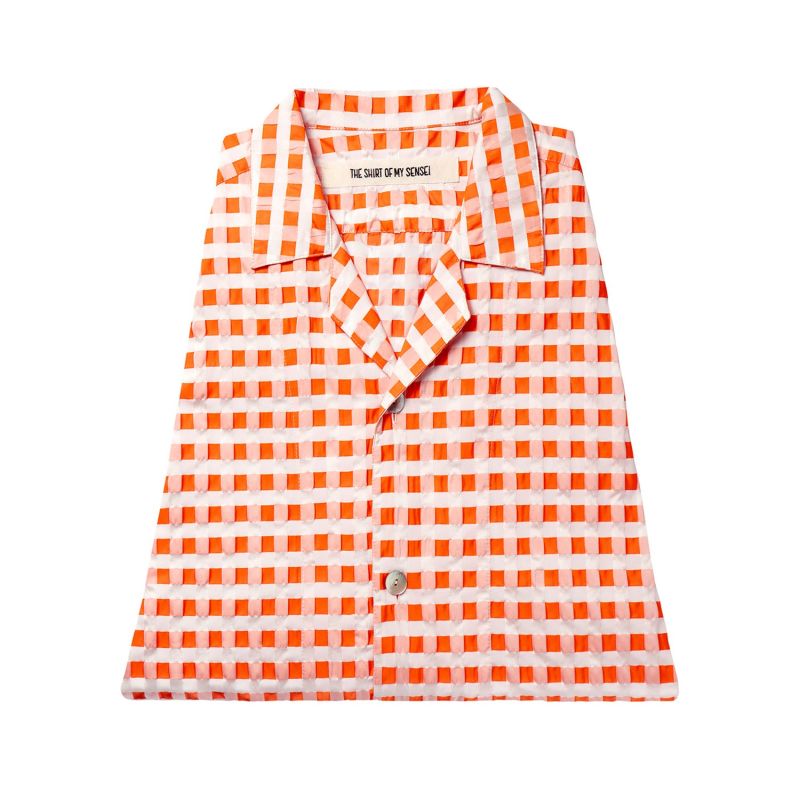 Yukata Shirt in Neon Orange Gingham image