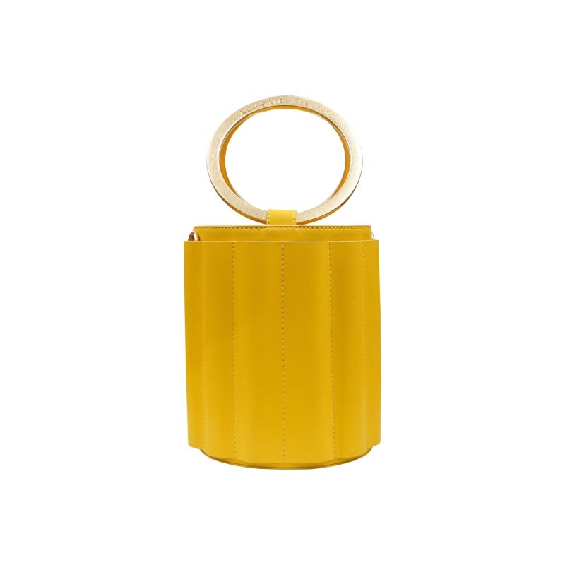 Water Metal Handle Small Bucket Bag - Yellow image