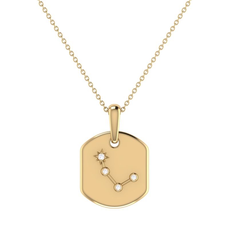 Aries Ram Constellation Tag Pendant Necklace In 14 Kt Yellow Gold Vermeil image