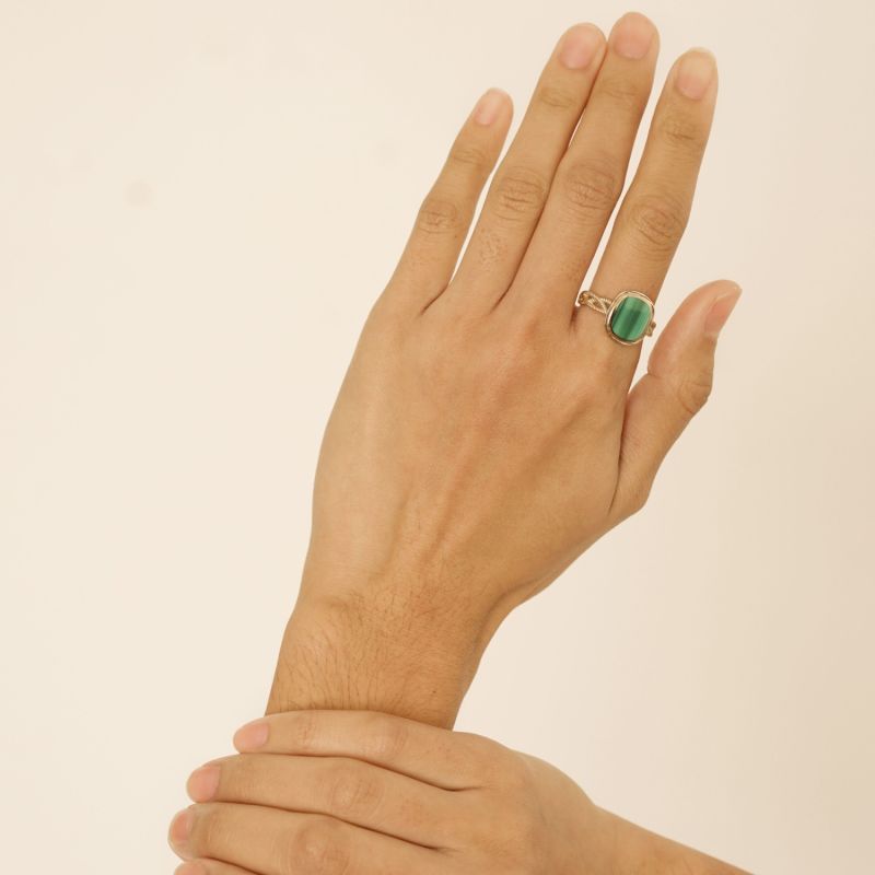 KāLa Ring 14K Solid Gold With Malachite image