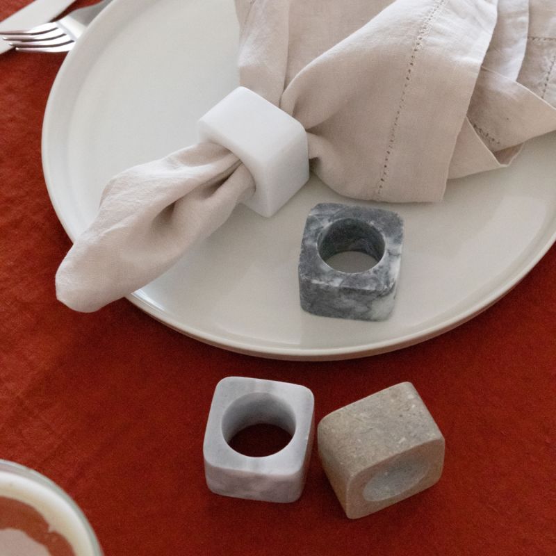 Kai Marble Napkin Ring Set - Rustic image