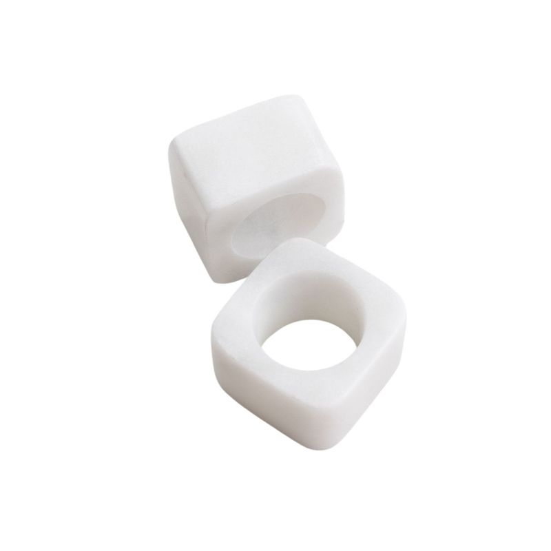 Kai Marble Napkin Ring Set - White image