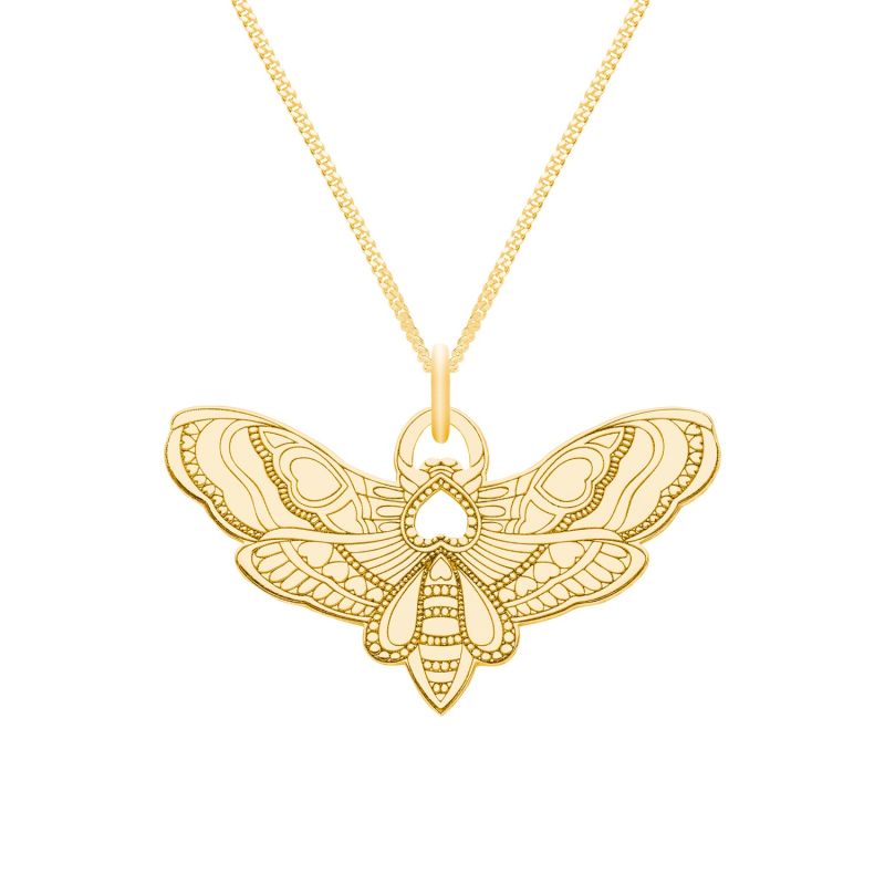 Medium Gold Moth Pendant Necklace image