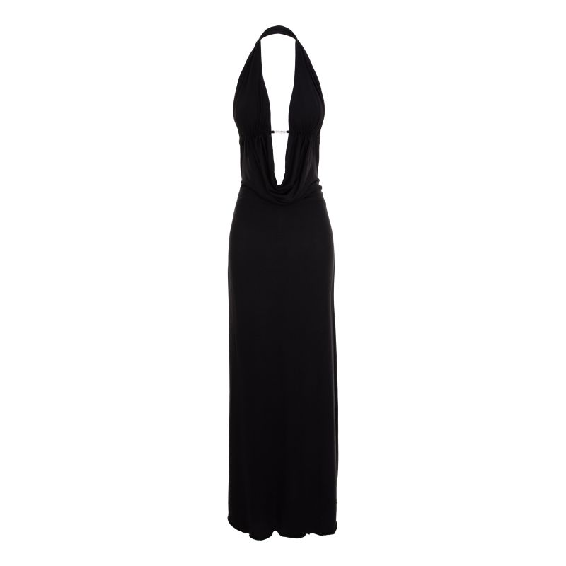 Kali Draped Open Back Black Dress image