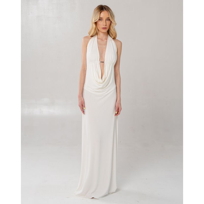 Kali Draped Open Back Dress White image