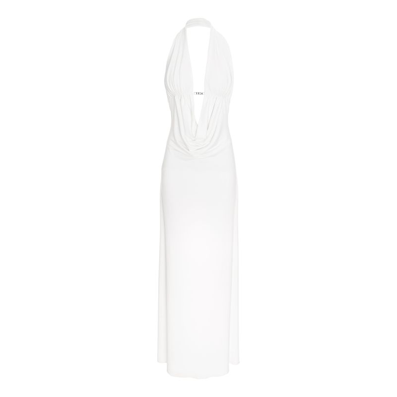 Kali Draped Open Back Dress White image