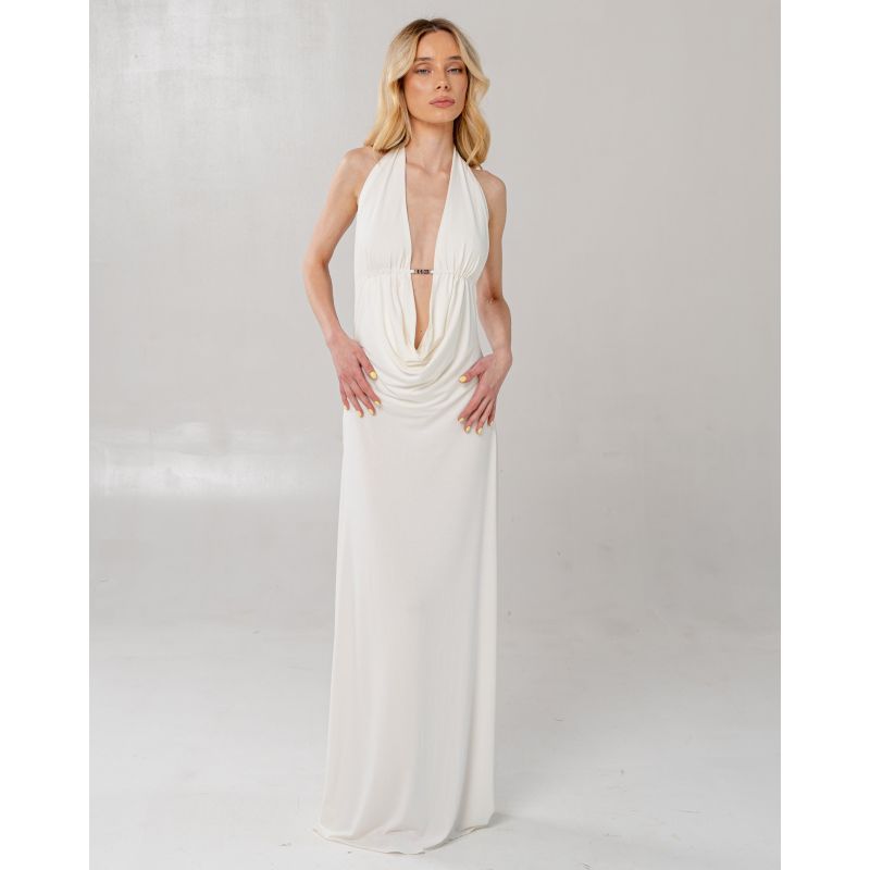 Kali Draped Open Back Dress White image