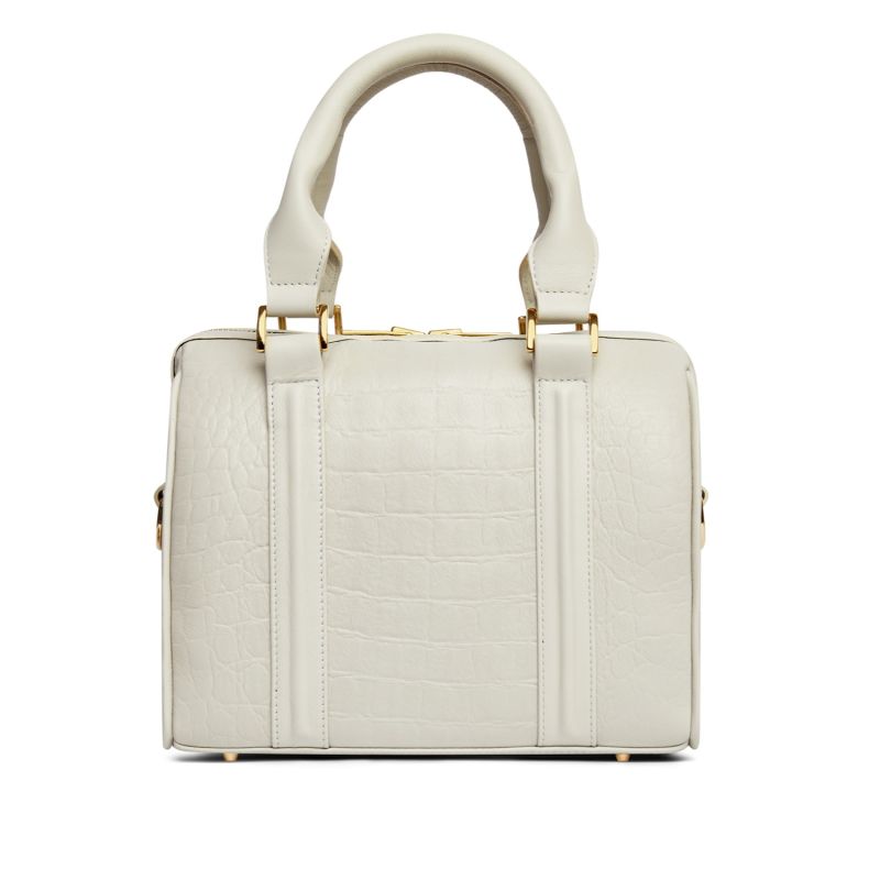 Kali Mini Leather Duffel Bag Ecru Croc Berberovic Wolf & Badger