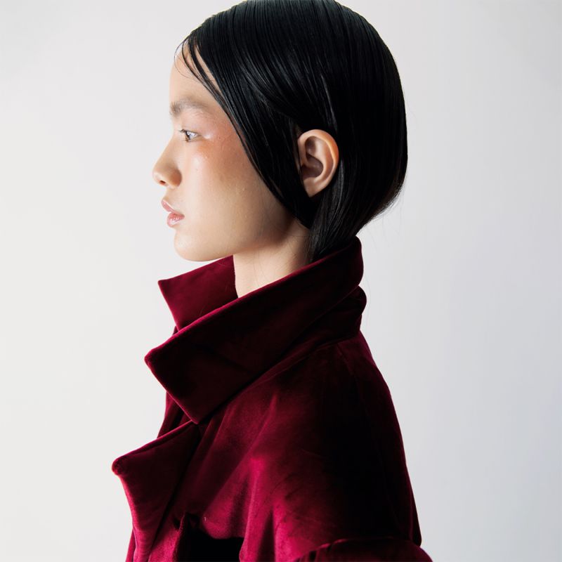 Karly Maroon Velvet Outerwear Coat image