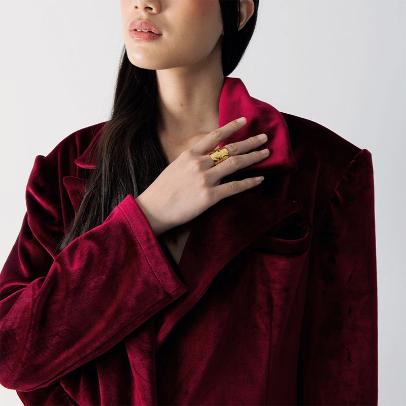 Karly Maroon Velvet Outerwear Coat image