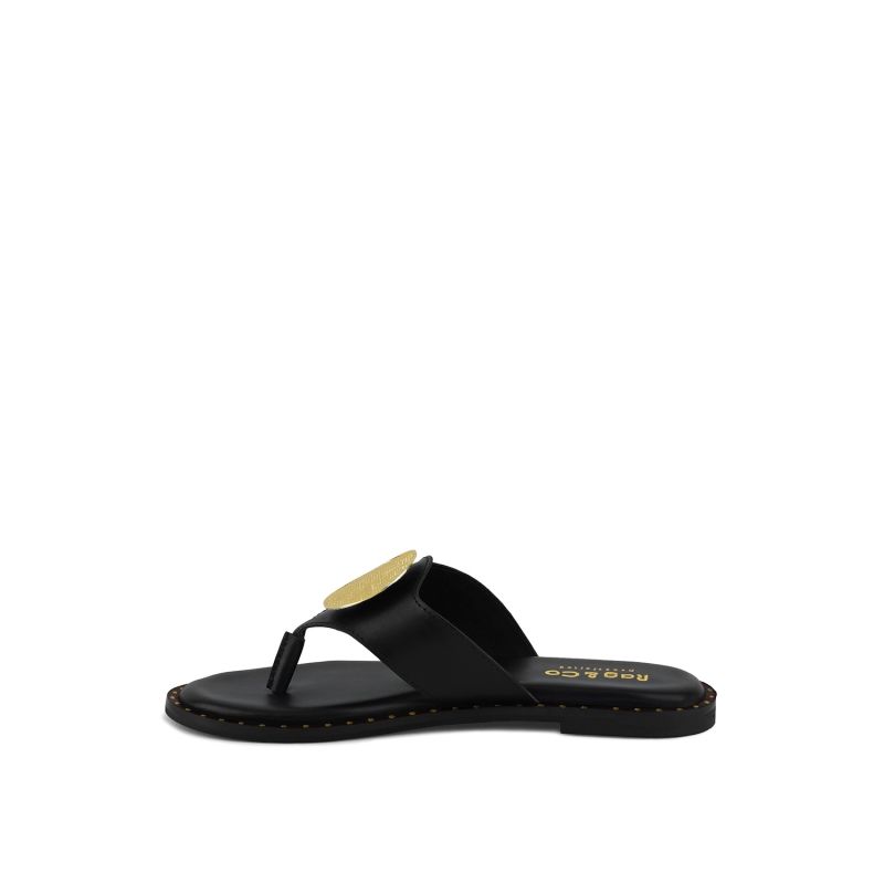 Kathleen Embellished Black Slip-On Thong Sandals image