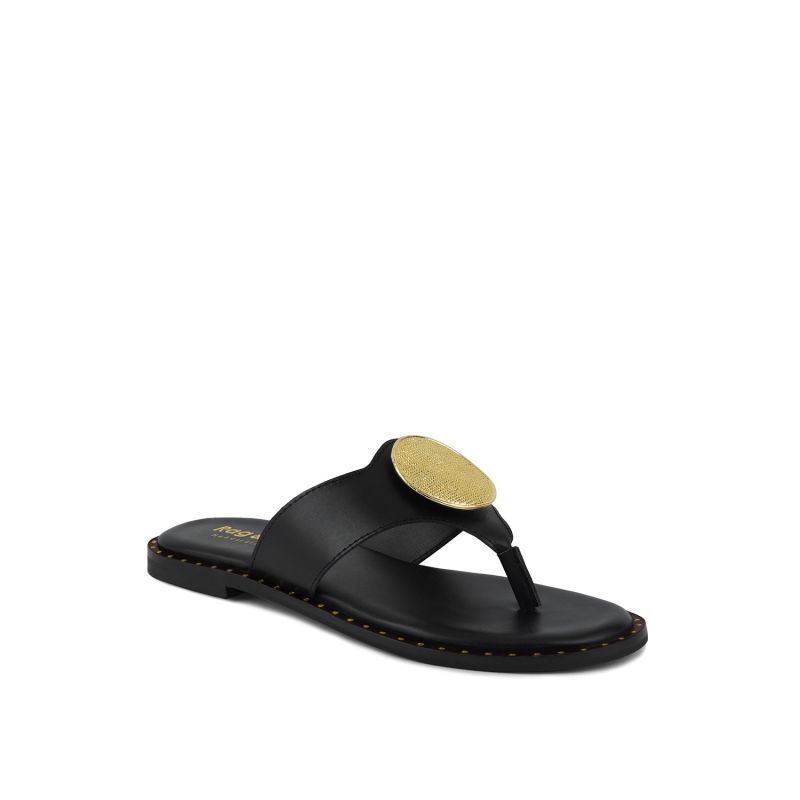 Kathleen Embellished Black Slip-On Thong Sandals image