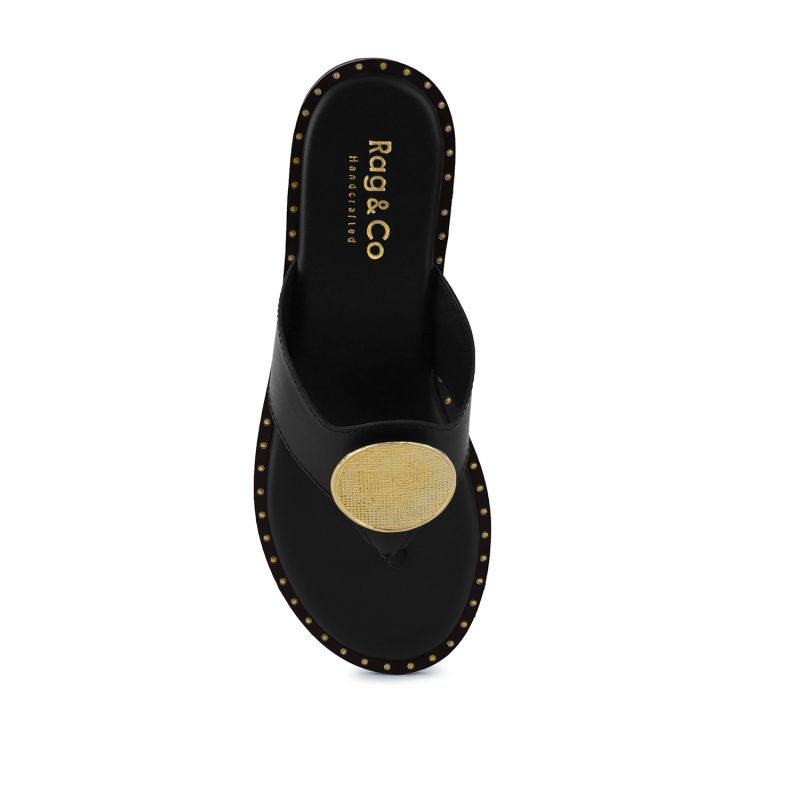 Kathleen Embellished Black Slip-On Thong Sandals image