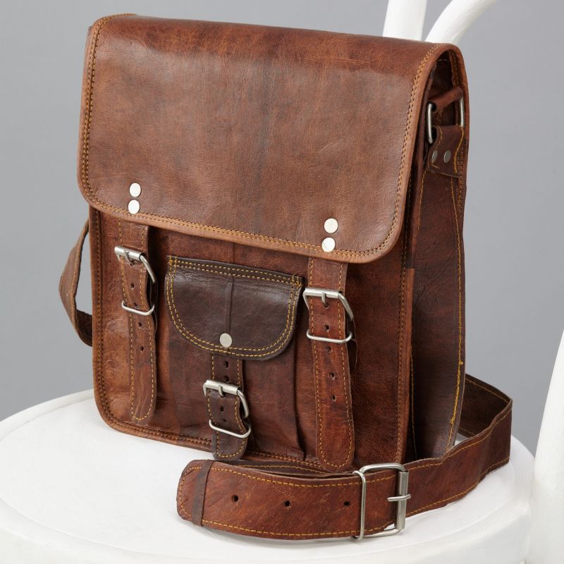 Vida Vintage Leather Day Satchel - Long image