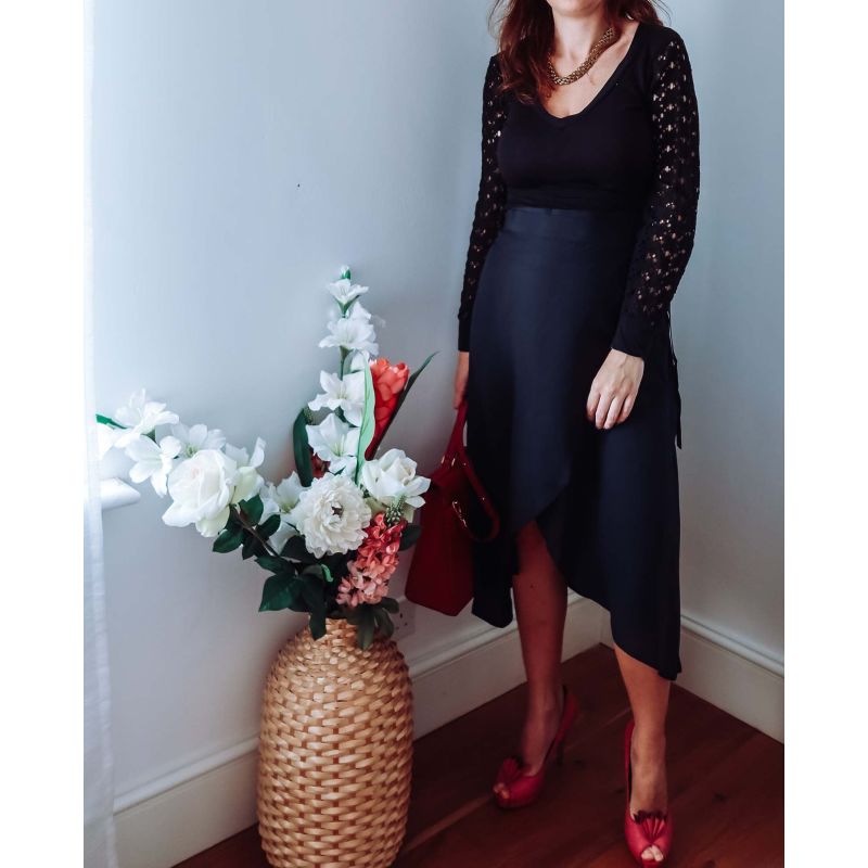 Black Silk Wrap Skirt image