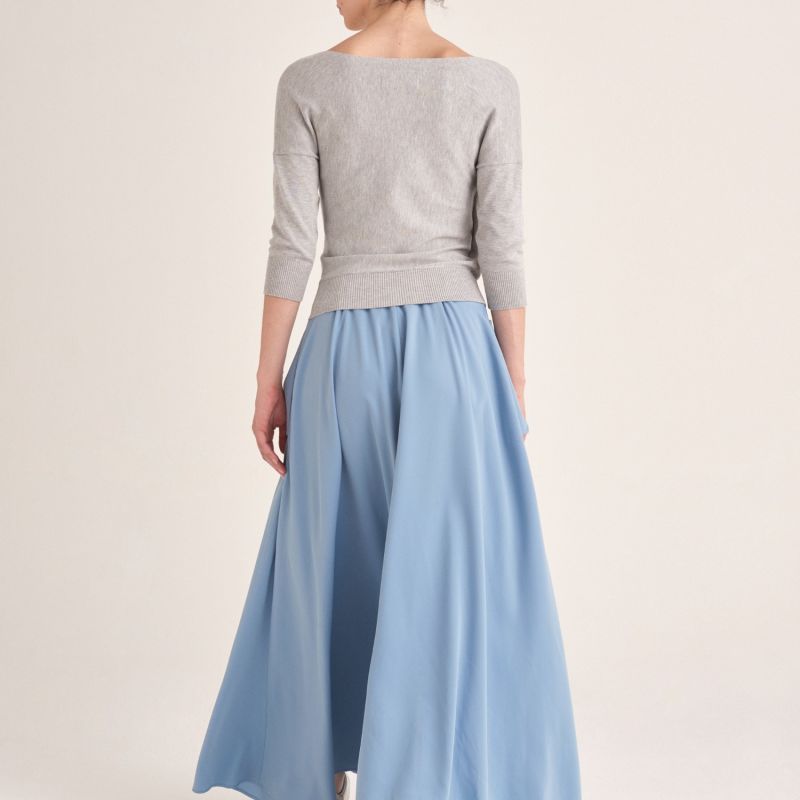 Knitted Wrap Top In Light Grey image