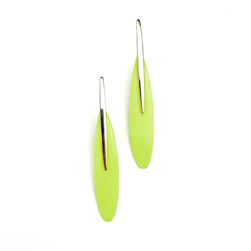 Neon Yellow Spear Statement Earrings Babaloo Jewelry Wolf & Badger