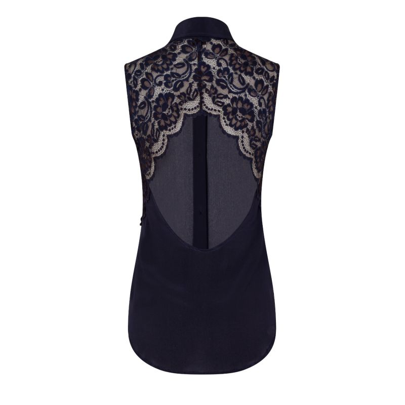 Midnight Blue Lace Back Top image