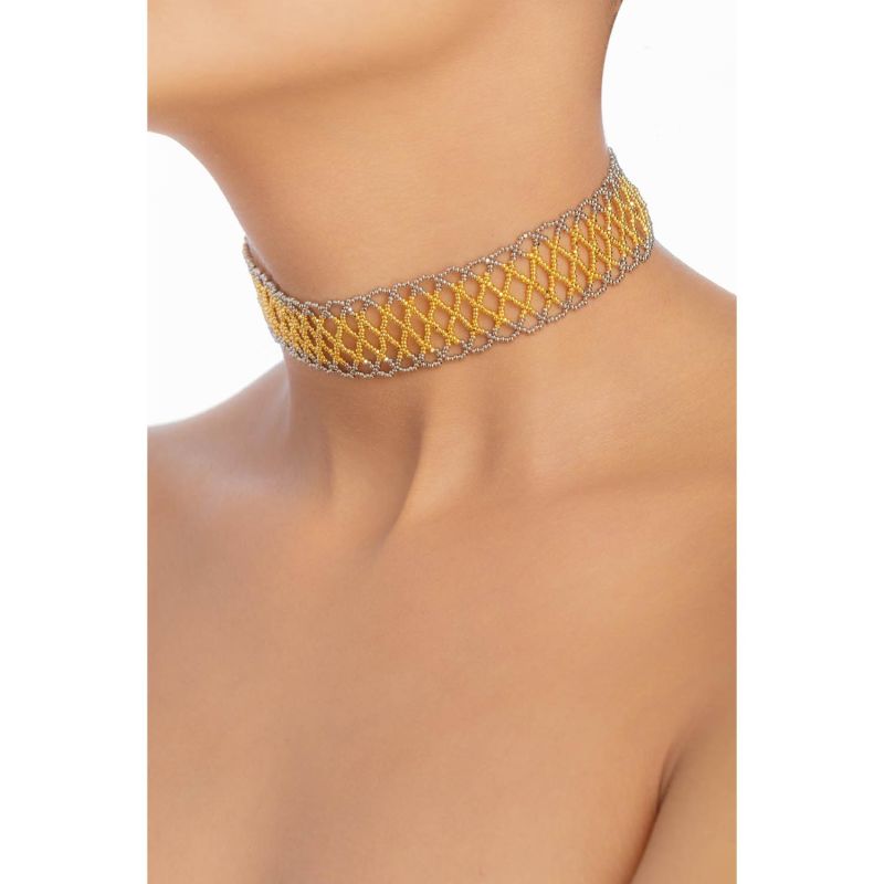 Open-Weave Choker - 3 - Gold, Platinum image